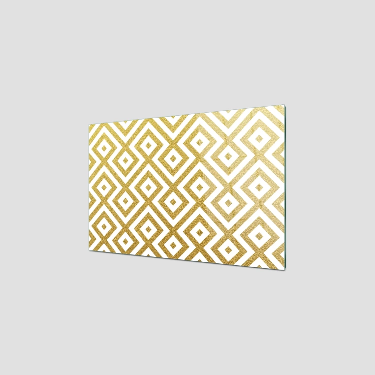 Decovetro Ocak Arkası Koruyucu Baklava Gold Desenli 76x50cm