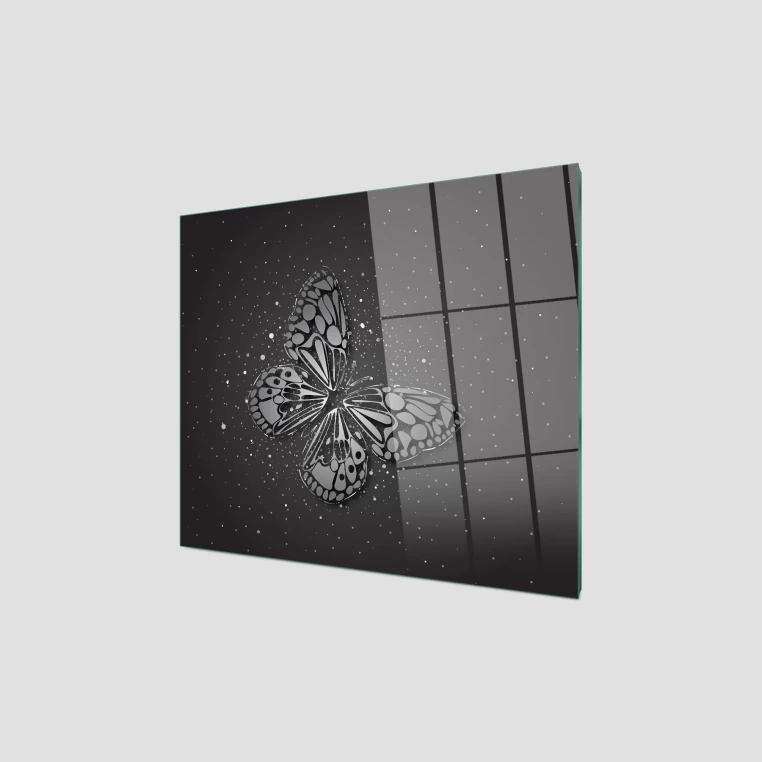 Decovetro Ocak Arkası Koruyucu Black Gold Kelebek Desenli 60x52cm
