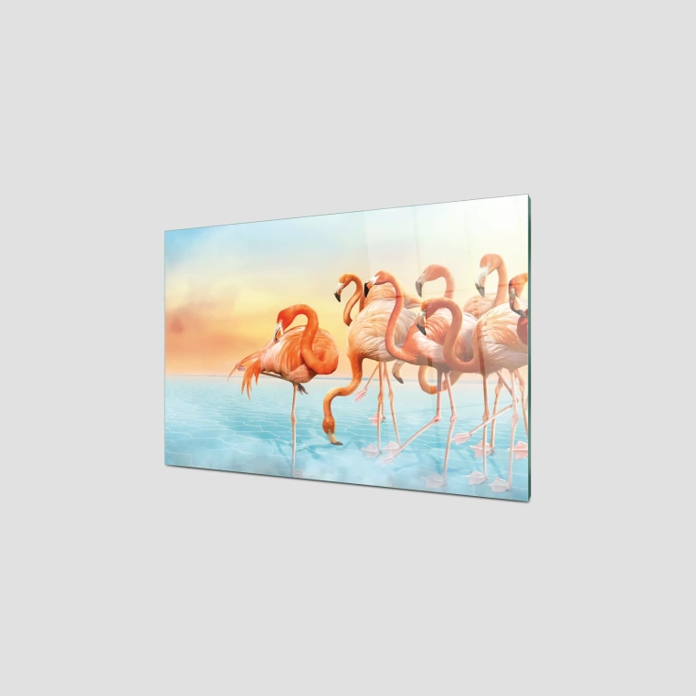 Decovetro Ocak Arkası Koruyucu Cam Filamingo Desenli 60x40cm