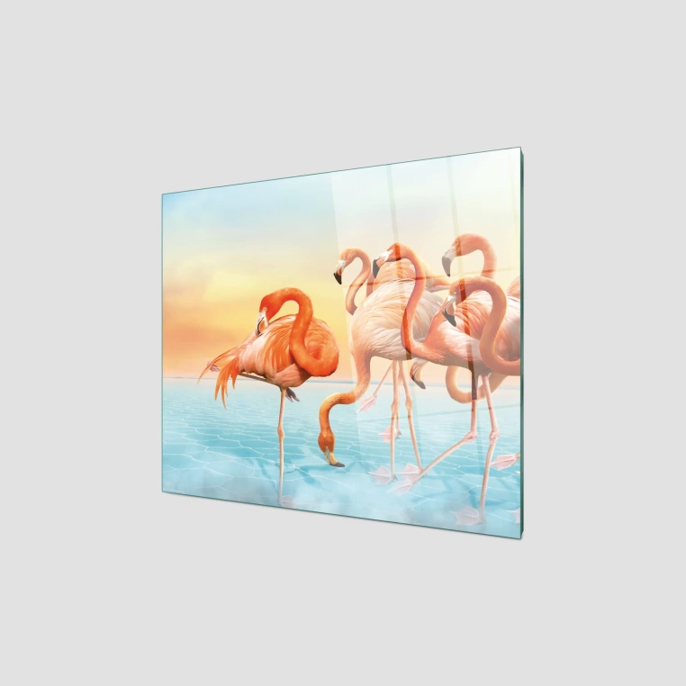 Decovetro Ocak Arkası Koruyucu Cam Filamingo Desenli 60x52cm