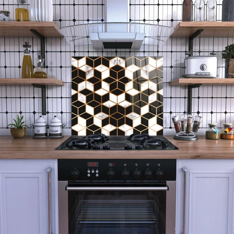 Decovetro Ocak Arkası Koruyucu Cam Geometrik Desenli 60x52cm