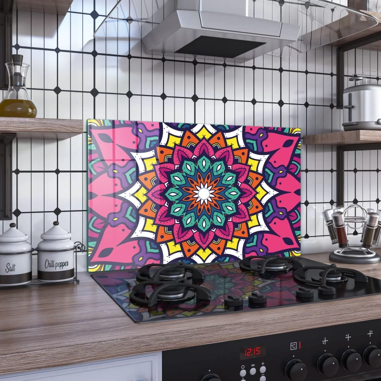 Decovetro Ocak Arkası Koruyucu Cam Mandala 109 60x40cm