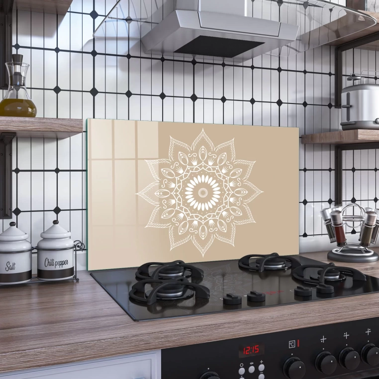 Decovetro Ocak Arkası Koruyucu Cam Mandala Desenli 76x50cm