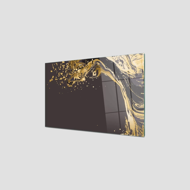 Decovetro Ocak Arkası Koruyucu Cam Sarı Dalga Desenli 76x50cm
