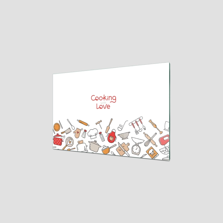 Decovetro Ocak Arkası Koruyucu Cooking Love Desenli 60x40cm