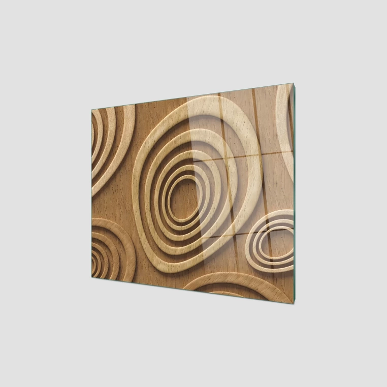 Decovetro Ocak Arkası Koruyucu Geometrik Ahşap Desenli 60x52cm