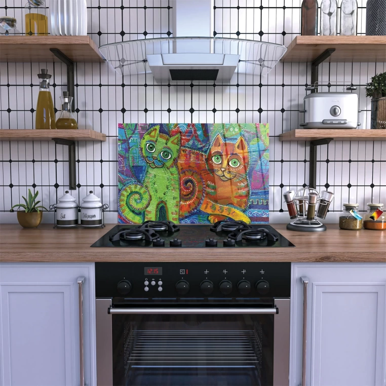 Decovetro Ocak Arkası Koruyucu Kedi Desenli 60x40cm