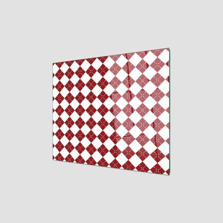Decovetro Ocak Arkası Koruyucu Kırmızı Beyaz Kar Tanesi Desenli 60x52cm
