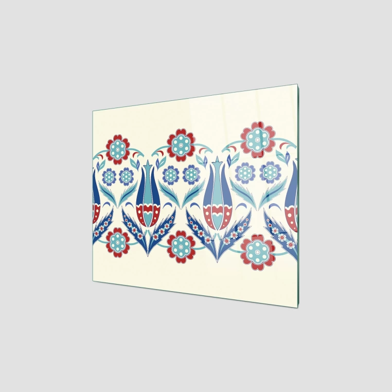 Decovetro Ocak Arkası Koruyucu Lale Çini Desenli 60x52cm