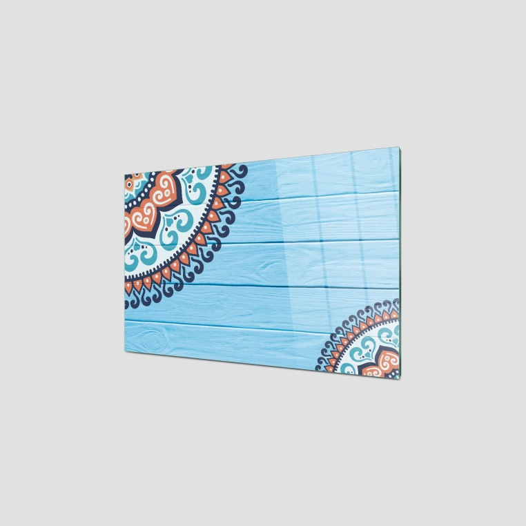 Decovetro Ocak Arkası Koruyucu Mavi Ahşap Desenli 60x40cm