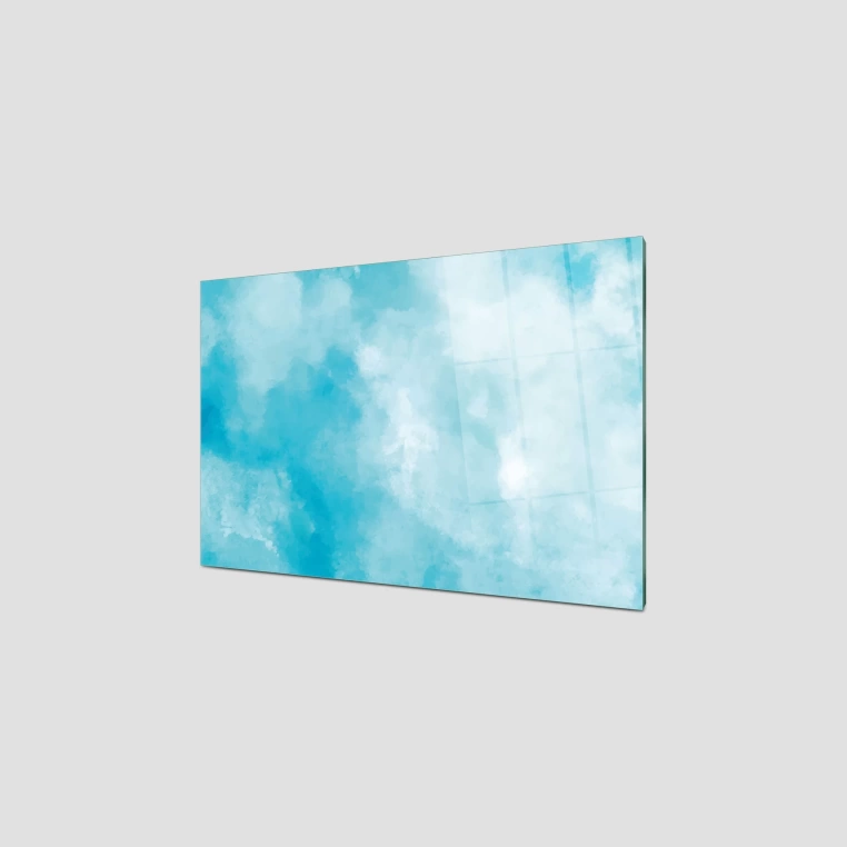 Decovetro Ocak Arkası Koruyucu Mavi Bulut Desenli 76x50cm