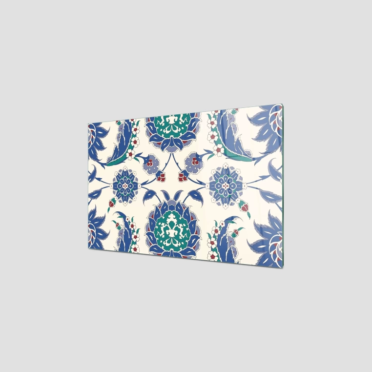 Decovetro Ocak Arkası Koruyucu Mavi Çini Desenli 76x50cm