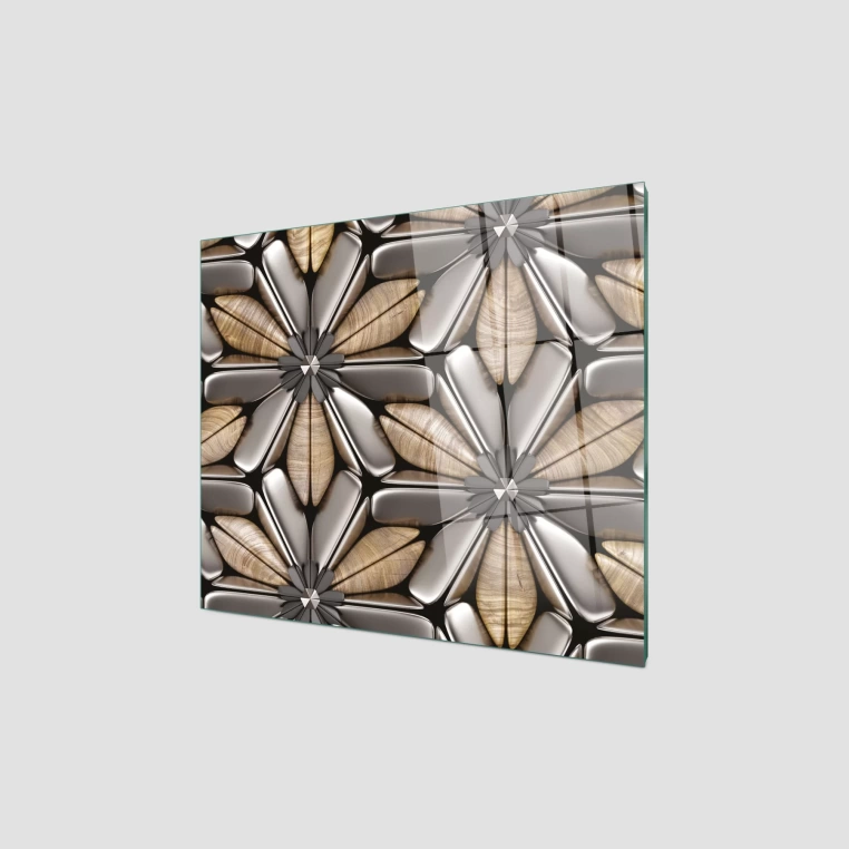 Decovetro Ocak Arkası Koruyucu Metal Çiçek Desenli 60x52cm