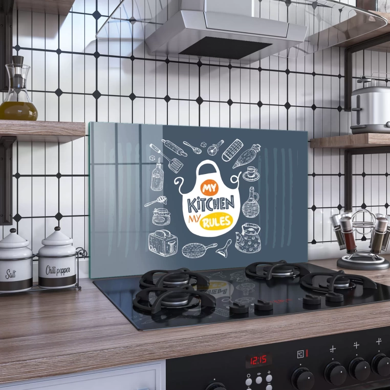 Decovetro Ocak Arkası Koruyucu My Kitchen Rules Desenli 60x40cm