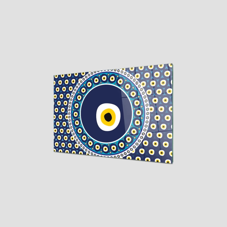 Decovetro Ocak Arkası Koruyucu Nazar Boncuğu Desenli 76x50cm