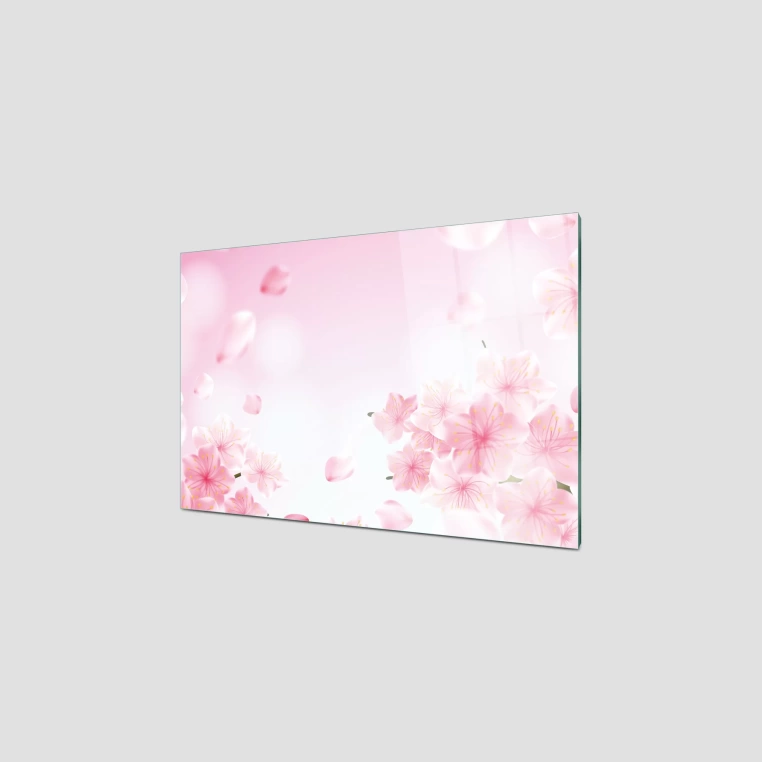 Decovetro Ocak Arkası Koruyucu Pembe Çiçekler Desenli 76x50cm