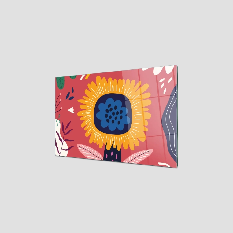 Decovetro Ocak Arkası Koruyucu Renkli Çiçek Desenli 76x50cm