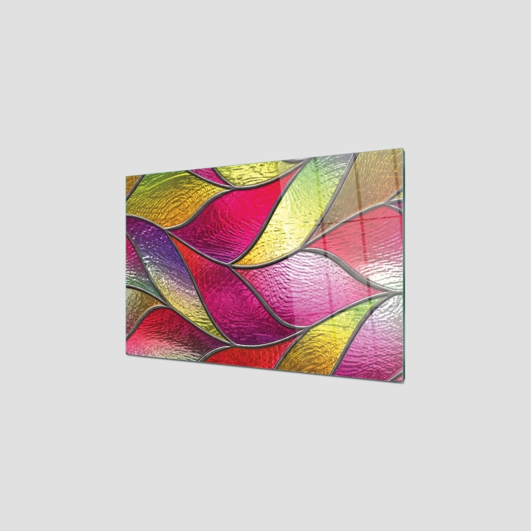 Decovetro Ocak Arkası Koruyucu Renkli Yaprak Desenli 60x40cm