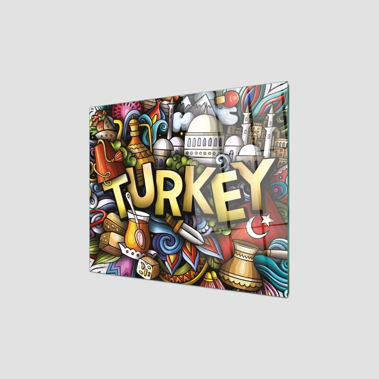 Decovetro Ocak Arkası Koruyucu Türkiye Desenli 60x52cm