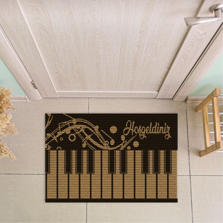 Decovetro Piyano Desenli Kapı Önü Halı Paspas