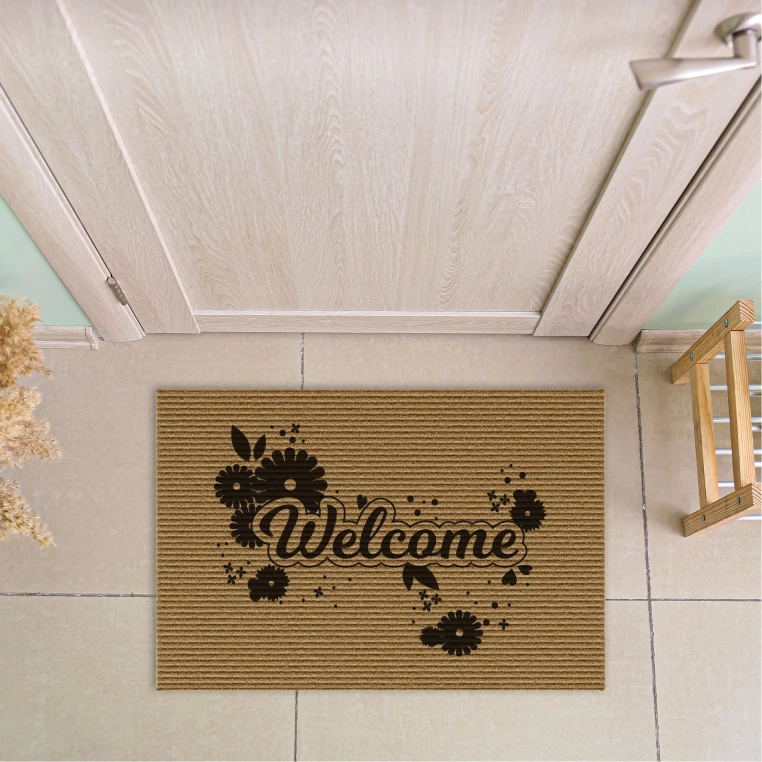 Decovetro Welcome Desenli Kapı Önü Halı Paspas