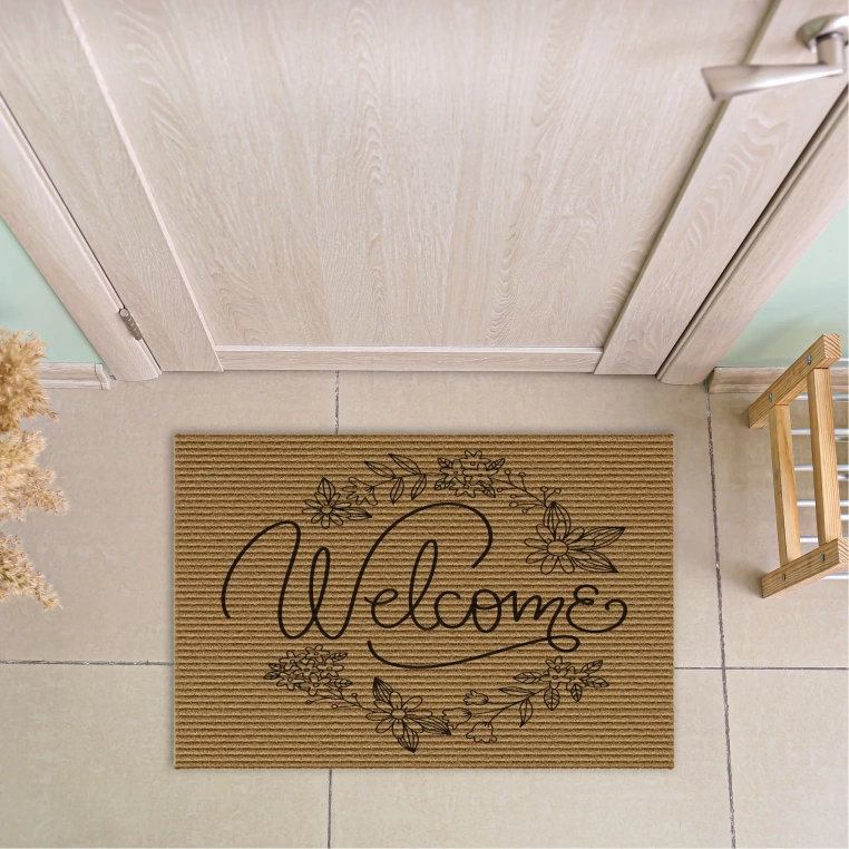 Decovetro Welcome Flower Desenli Kapı Önü Halı Paspas