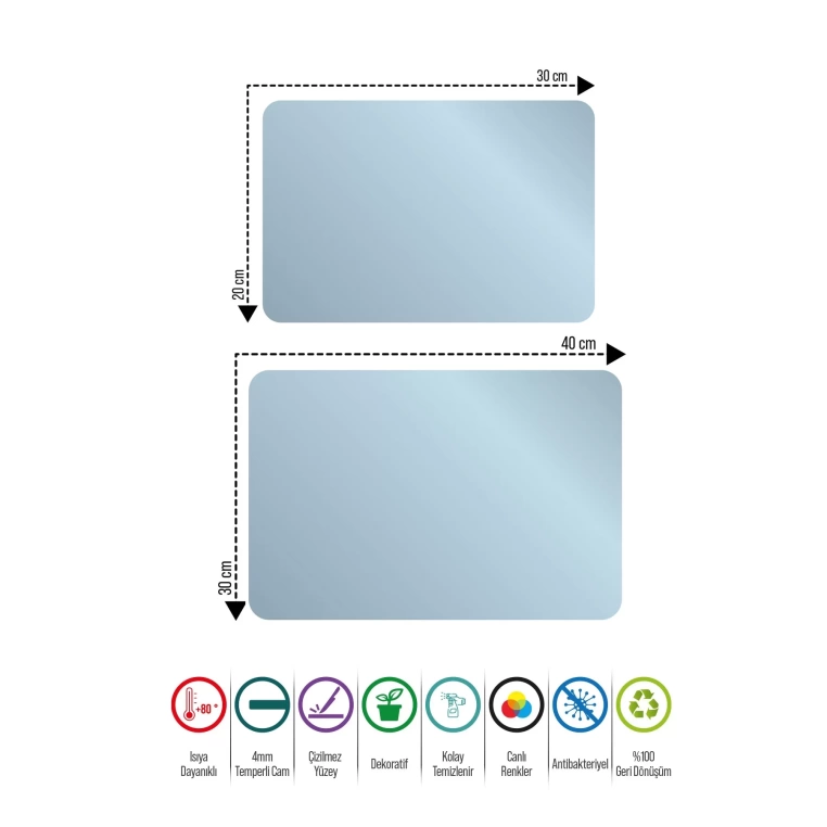 Decovetro Cam Kesme Tahtası Ahşap Desenli 20x30 Cm