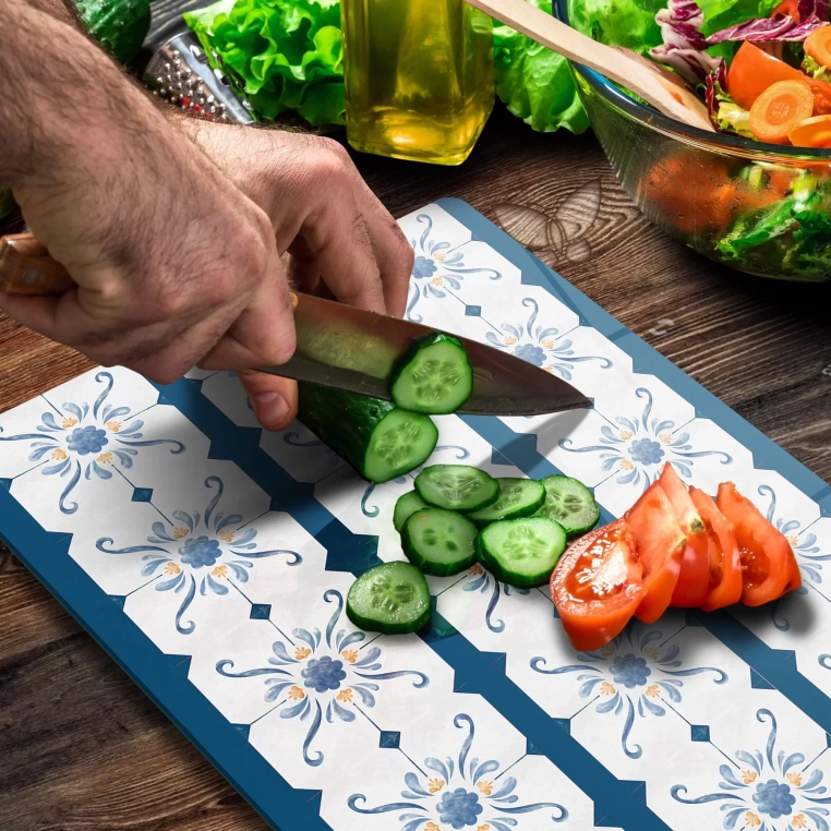 Decovetro Cam Kesme Tahtası Alaçatı Çini Desenli 20x30 Cm