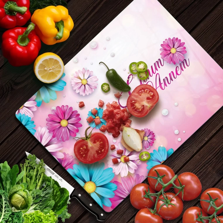 Decovetro Cam Kesme Tahtası Canım Annem Desenli 20x30 Cm