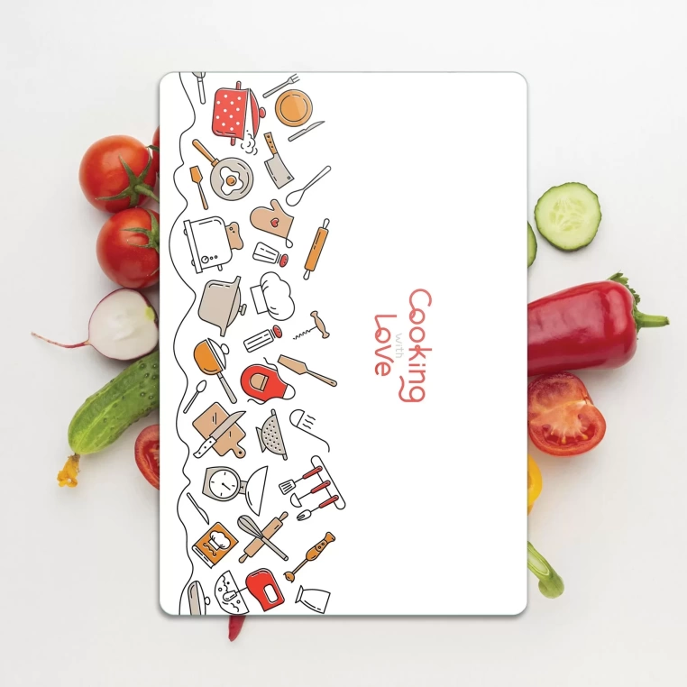 Decovetro Cam Kesme Tahtası Cooking Love Desenli 20x30 Cm