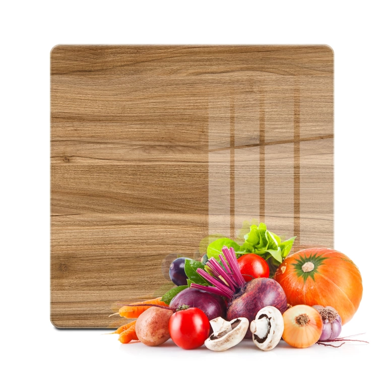 Decovetro Cam Kesme Tahtası Kare Açık Ahşap Meşe Desenli 30x30 Cm