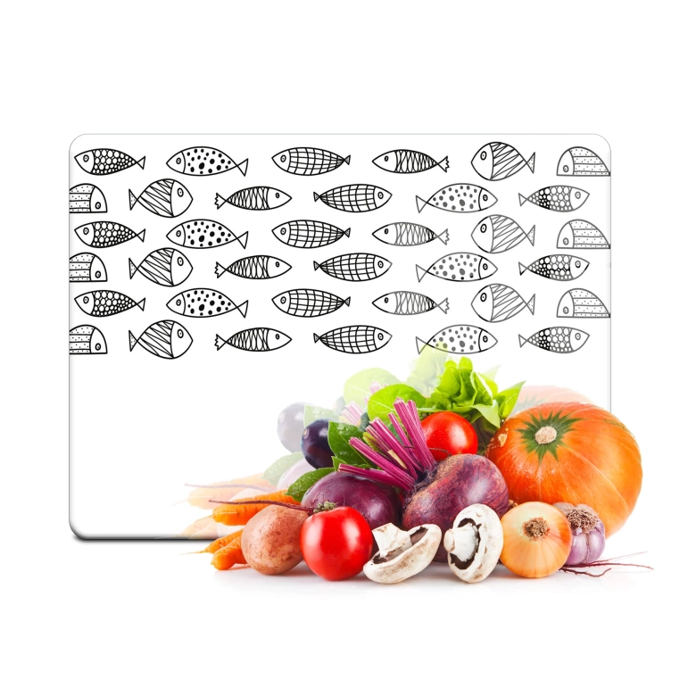 Decovetro Cam Kesme Tahtası Marine Black Fish 20x30 Cm