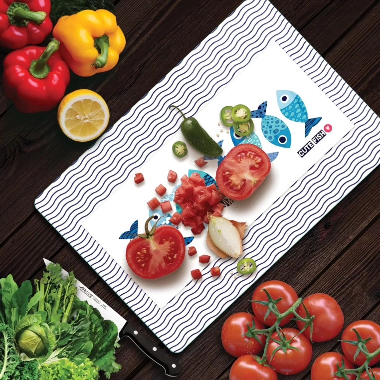 Decovetro Cam Kesme Tahtası Marine Cute Fish 20x30 Cm