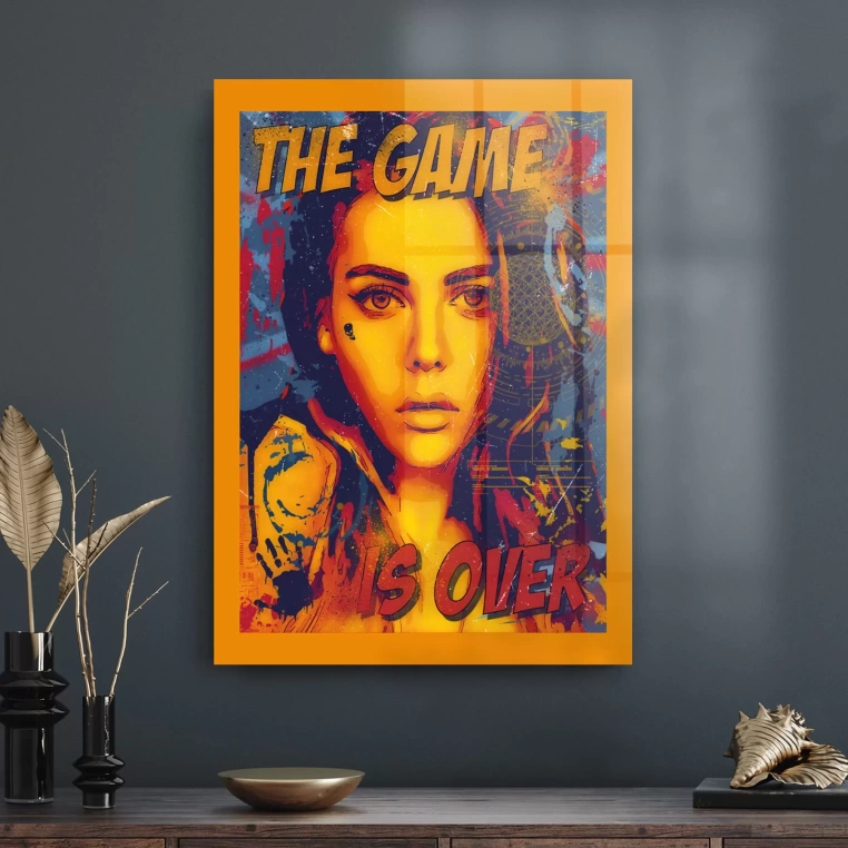 Decovetro Cam Tablo Game Over Yazılı 50x70 cm