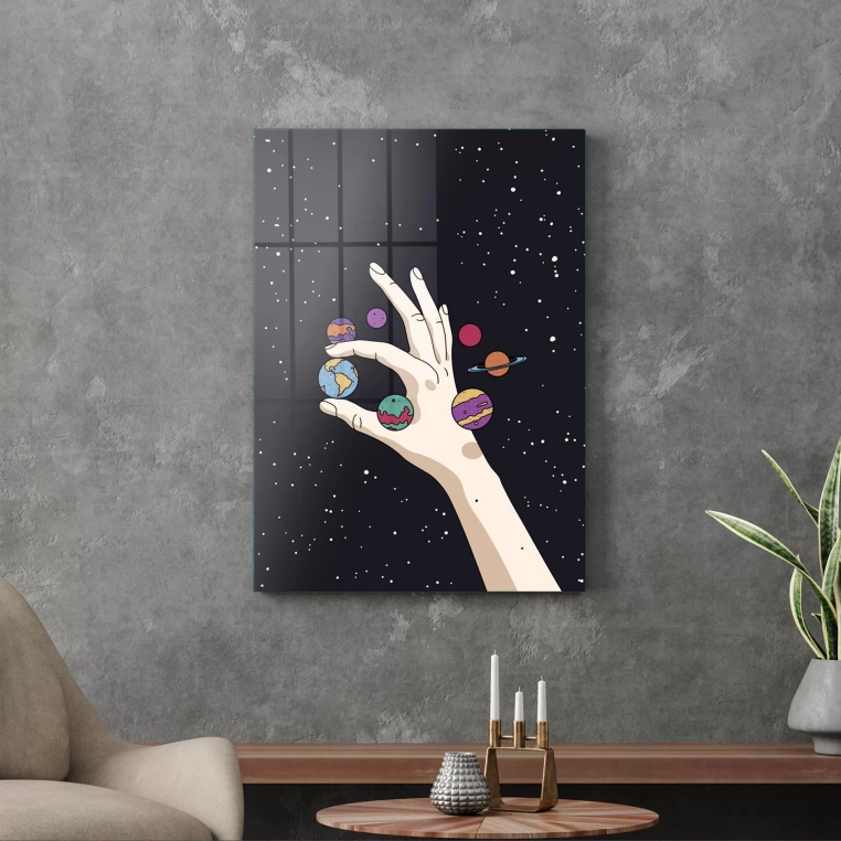 Decovetro Cam Tablo Hand And Planets 30x40 cm
