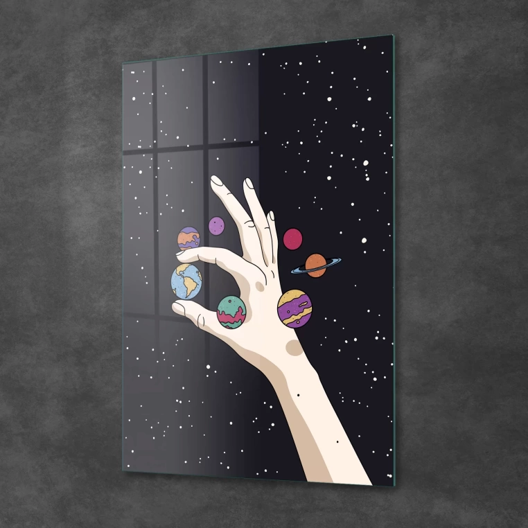Decovetro Cam Tablo Hand And Planets 30x40 cm