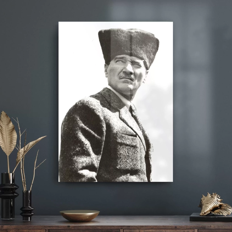 Decovetro Cam Tablo Kalpaklı Atatürk 30x40 cm