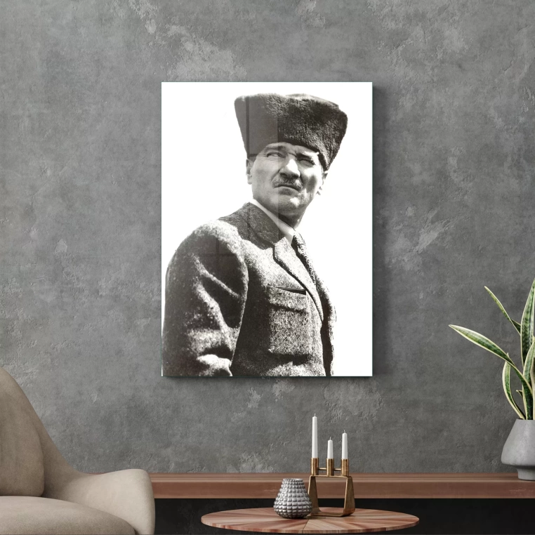 Decovetro Cam Tablo Kalpaklı Atatürk 50x70 cm