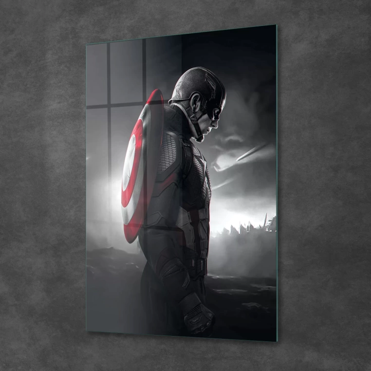 Decovetro Cam Tablo Kaptan Amerika 30x40 cm