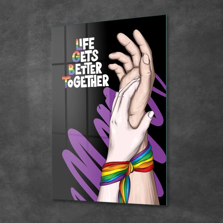 Decovetro Cam Tablo Life Gets Better Together LGBT 30x40 cm