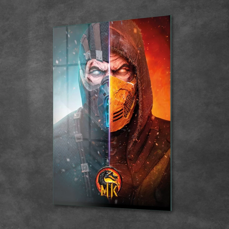Decovetro Cam Tablo Mortal Kombat Subzero vs Scorpion Poster 50x70 cm