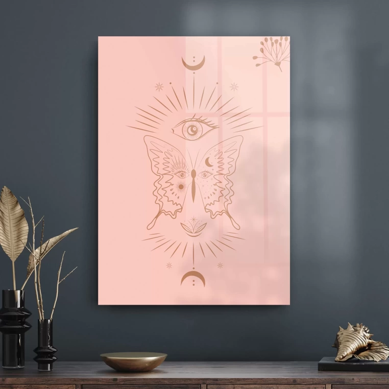 Decovetro Cam Tablo Pink Eye And Butterfly 30x40 cm