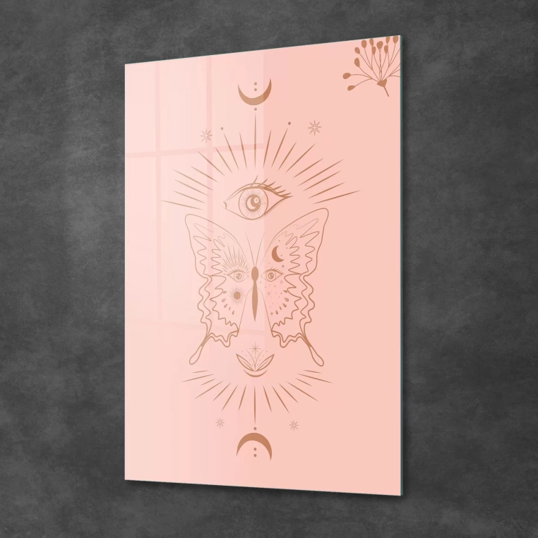 Decovetro Cam Tablo Pink Eye And Butterfly 30x40 cm