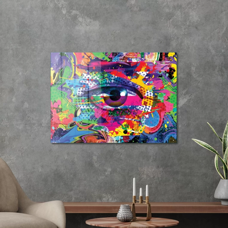 Decovetro Cam Tablo Pop Art Colourful Eye 70x100 cm