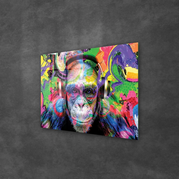 Decovetro Cam Tablo Pop Art Funny Monkey 70x100 cm