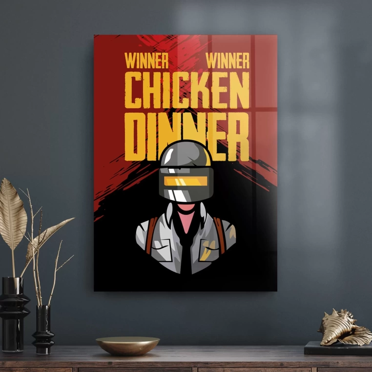 Decovetro Cam Tablo Pubg Chicken Dinner 50x70 cm