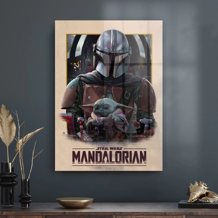 Decovetro Cam Tablo Renkli Mandalorian 50x70 cm