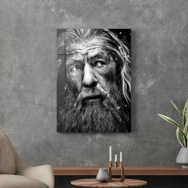 Decovetro Cam Tablo Siyah Beyaz Gandalf 30x40 cm