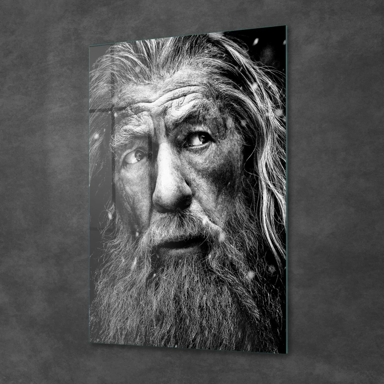 Decovetro Cam Tablo Siyah Beyaz Gandalf 50x70 cm