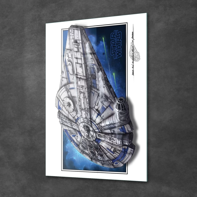 Decovetro Cam Tablo Star Wars Millennium Falcon Poster 50x70 cm